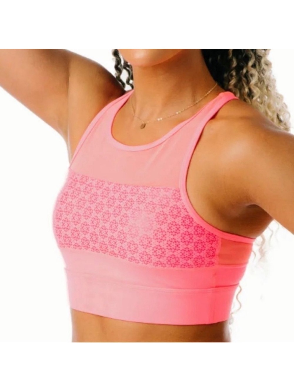 ZYIA ACTIVE ALL STAR NEON CORAL ZIP UP SPORTS BRA MEDIUM